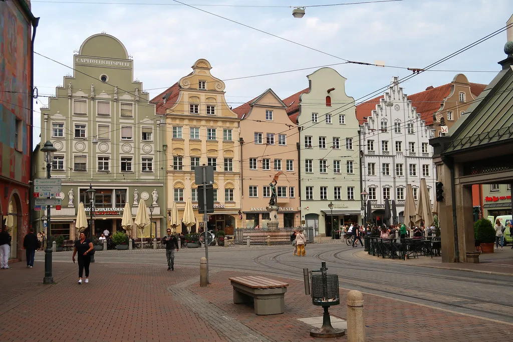 Baroque facades on Maximilianstraße, Augsburg.