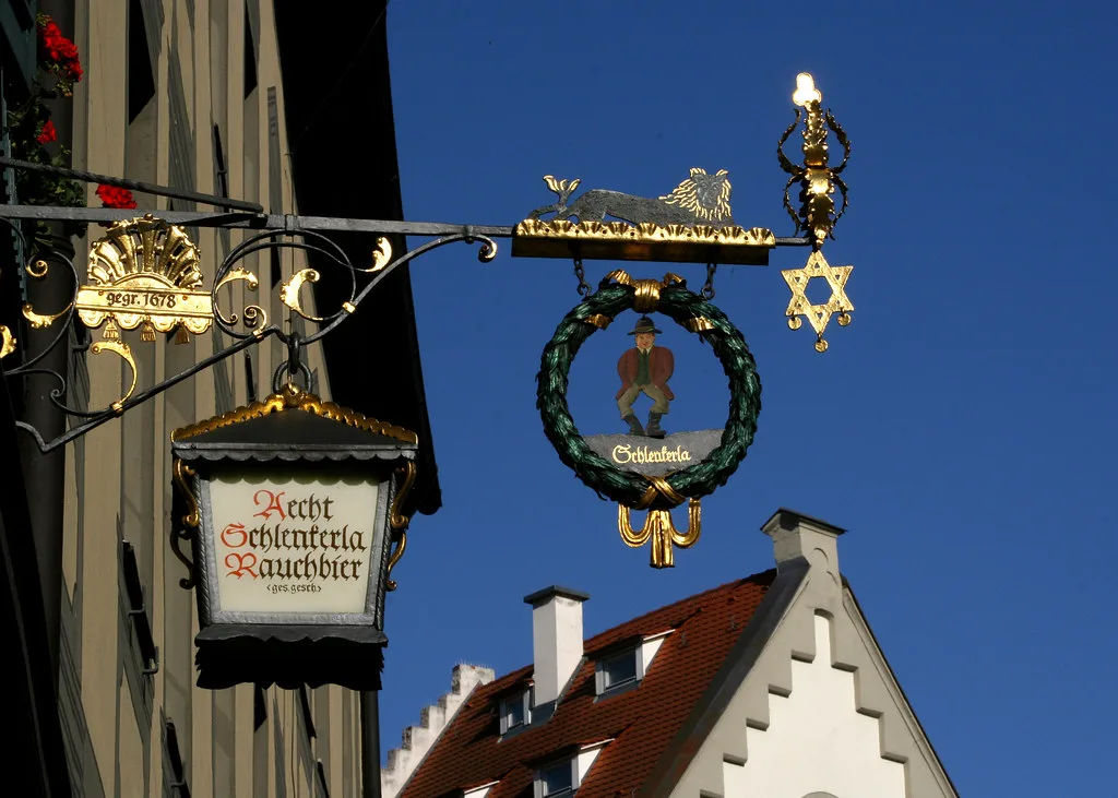 The Schlenkerla brewery sign, Bamberg.