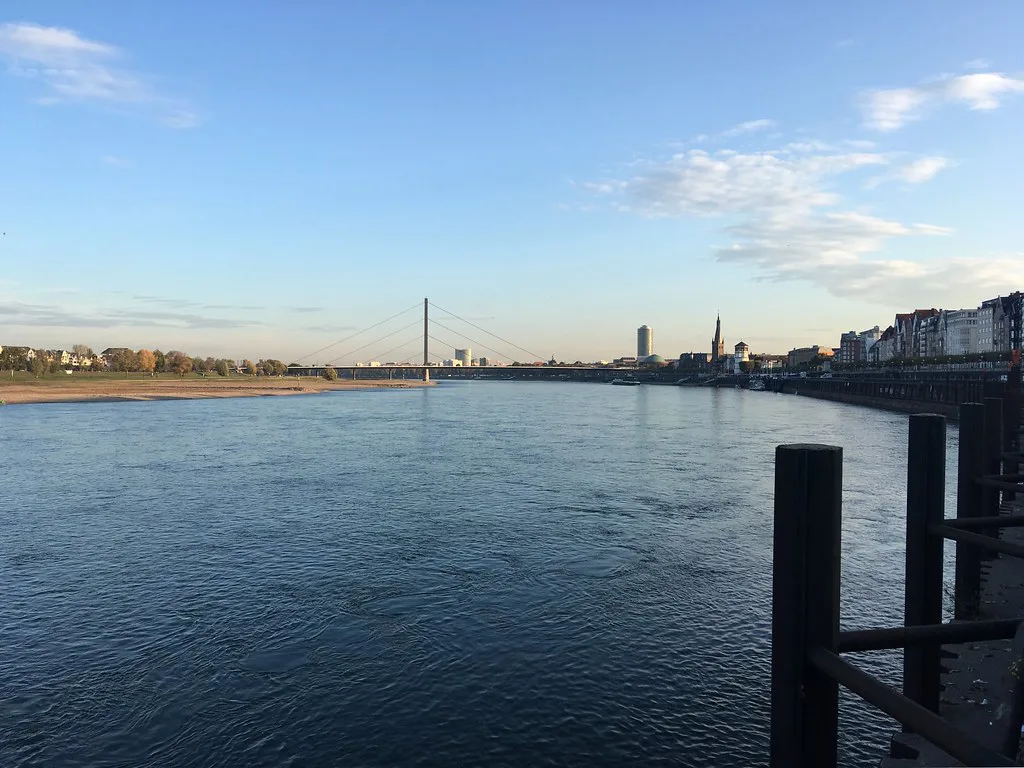 The Rhine river along the old town, Düsseldorf.