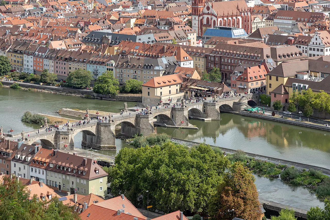 View from Marienberg Fortress over the Old Main Bridge and Würzburg's old town.