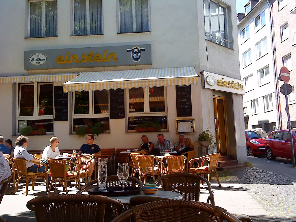 Outdoor tables at Café Einstein, Aachen.