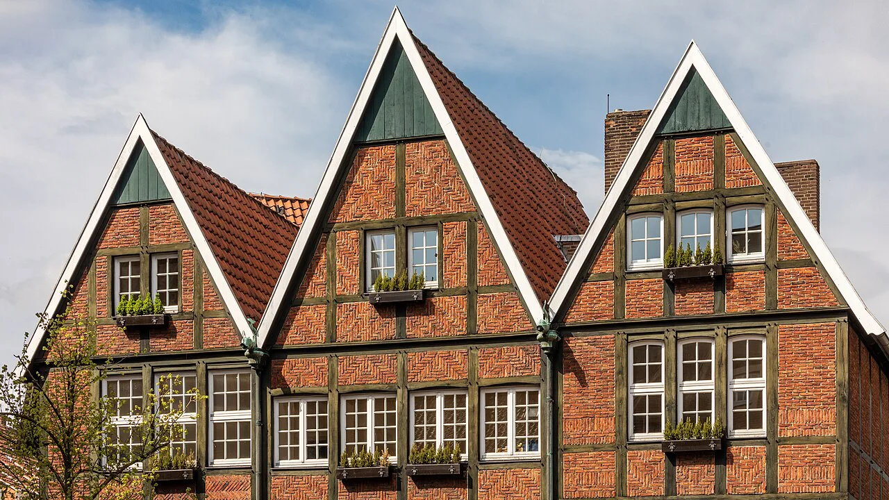 Brick gables of the Kleiner Kiepenkerl restaurant at Spiekerhof, Münster.