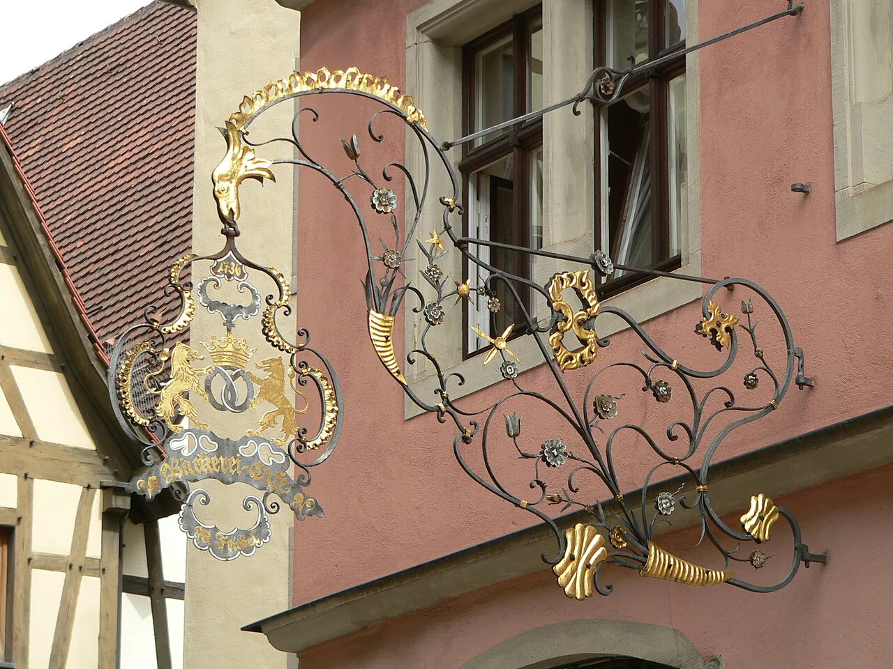 Wrought-iron sign of the Goldenes Lamm inn, Rothenburg ob der Tauber.