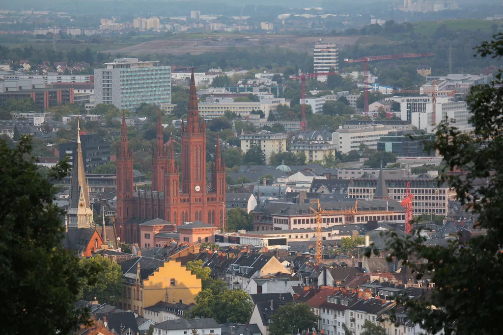 Wiesbaden and the Marktkirche seen from the Neroberg.
