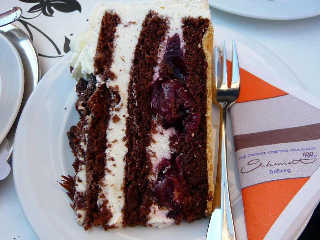 A slice of Black Forest cake from Café Schmidt, Freiburg.