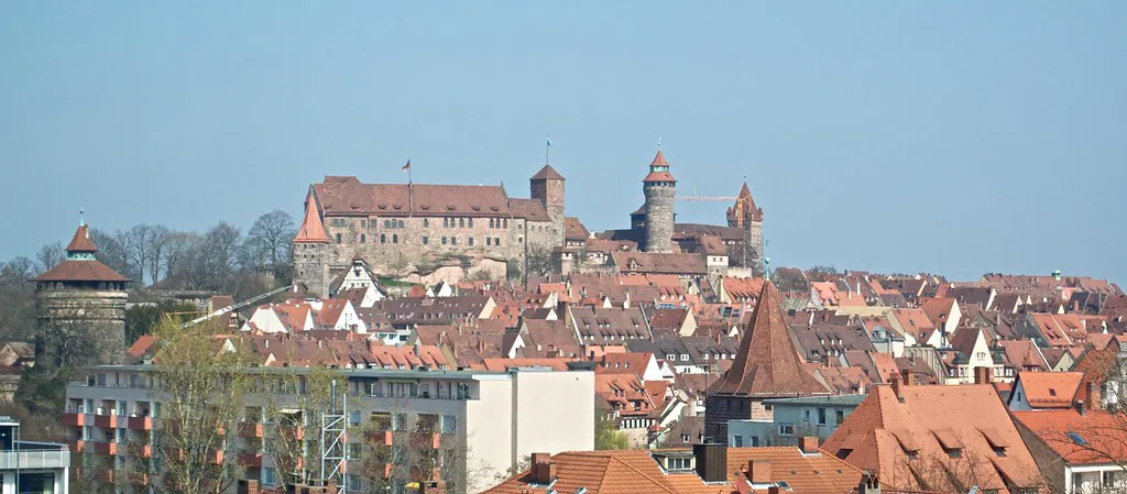 Nuremberg Castle above the old town rooftops.