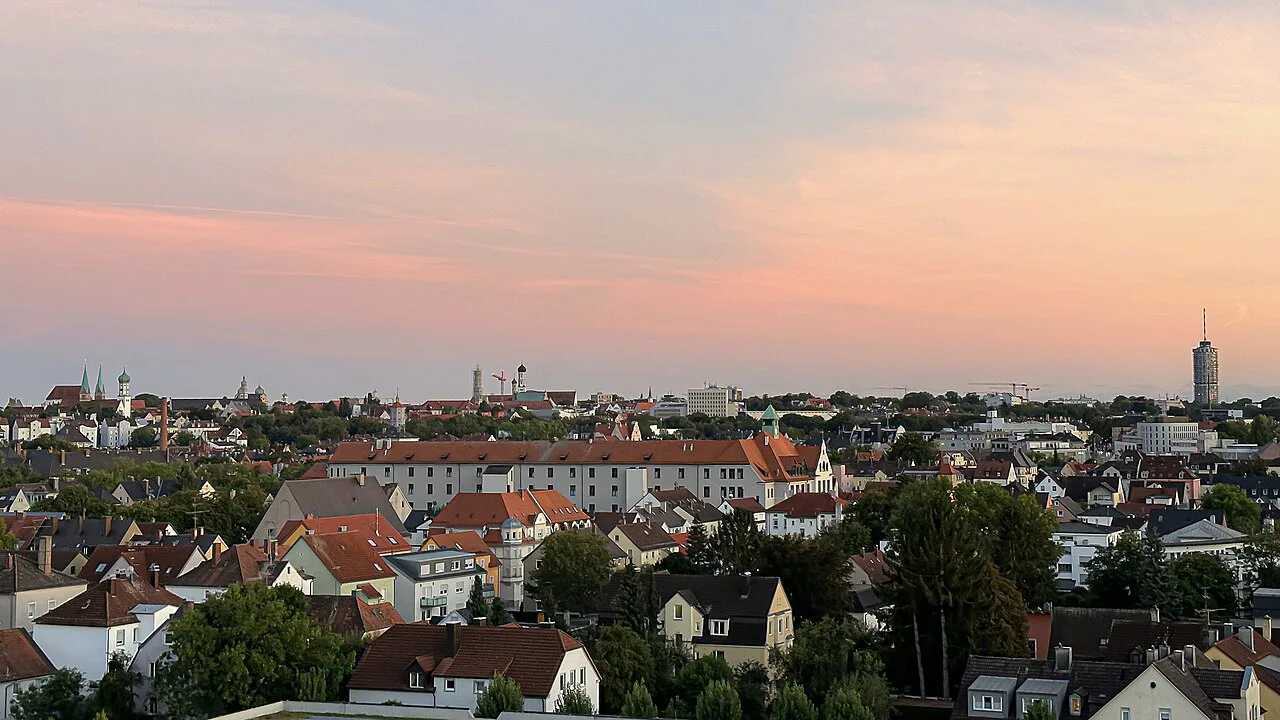 Augsburg rooftops at sunset, Augsburg.