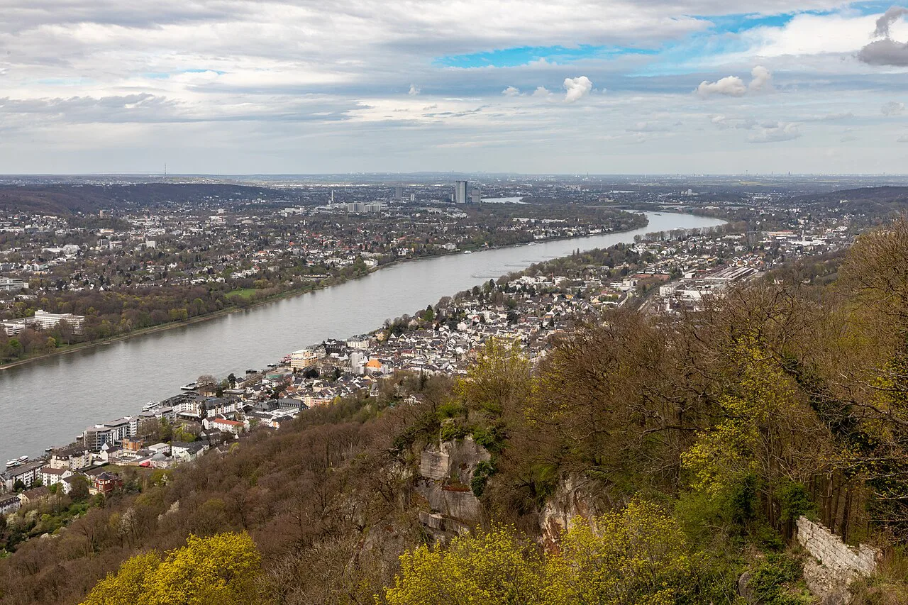 Bonn and the Rhine seen from the Drachenfels in Königswinter.