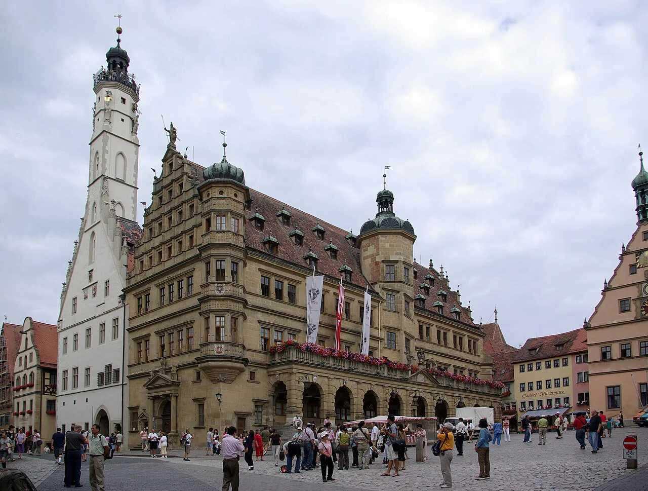 The Town Hall on the market square, Rothenburg ob der Tauber.