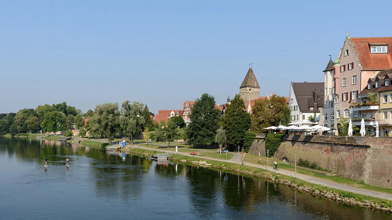 The Danube promenade along the old town, Ulm.