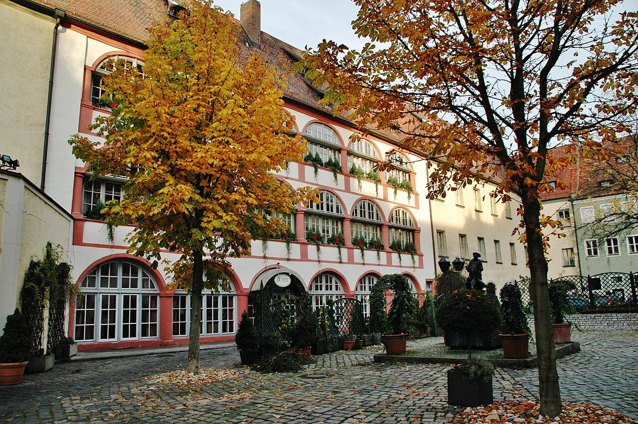 The Bischofshof courtyard in autumn, Regensburg.