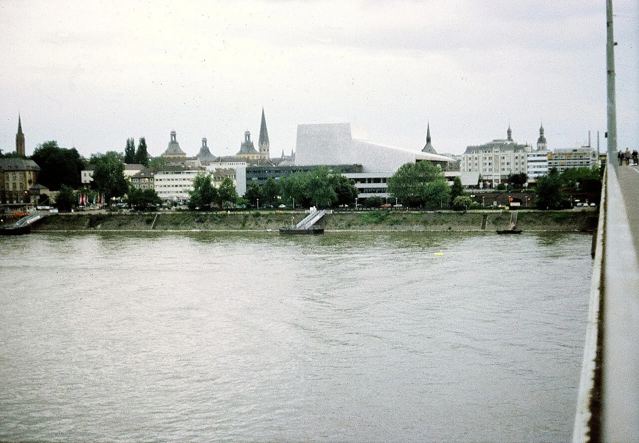 View across the Rhine to the city center of Bonn.