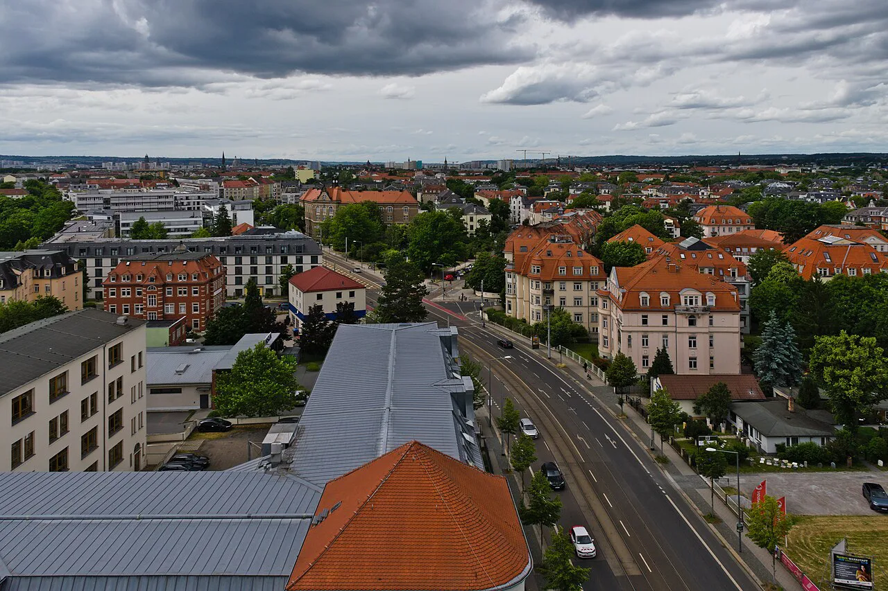 Dresden rooftops seen from the Ernemann Tower, Dresden.