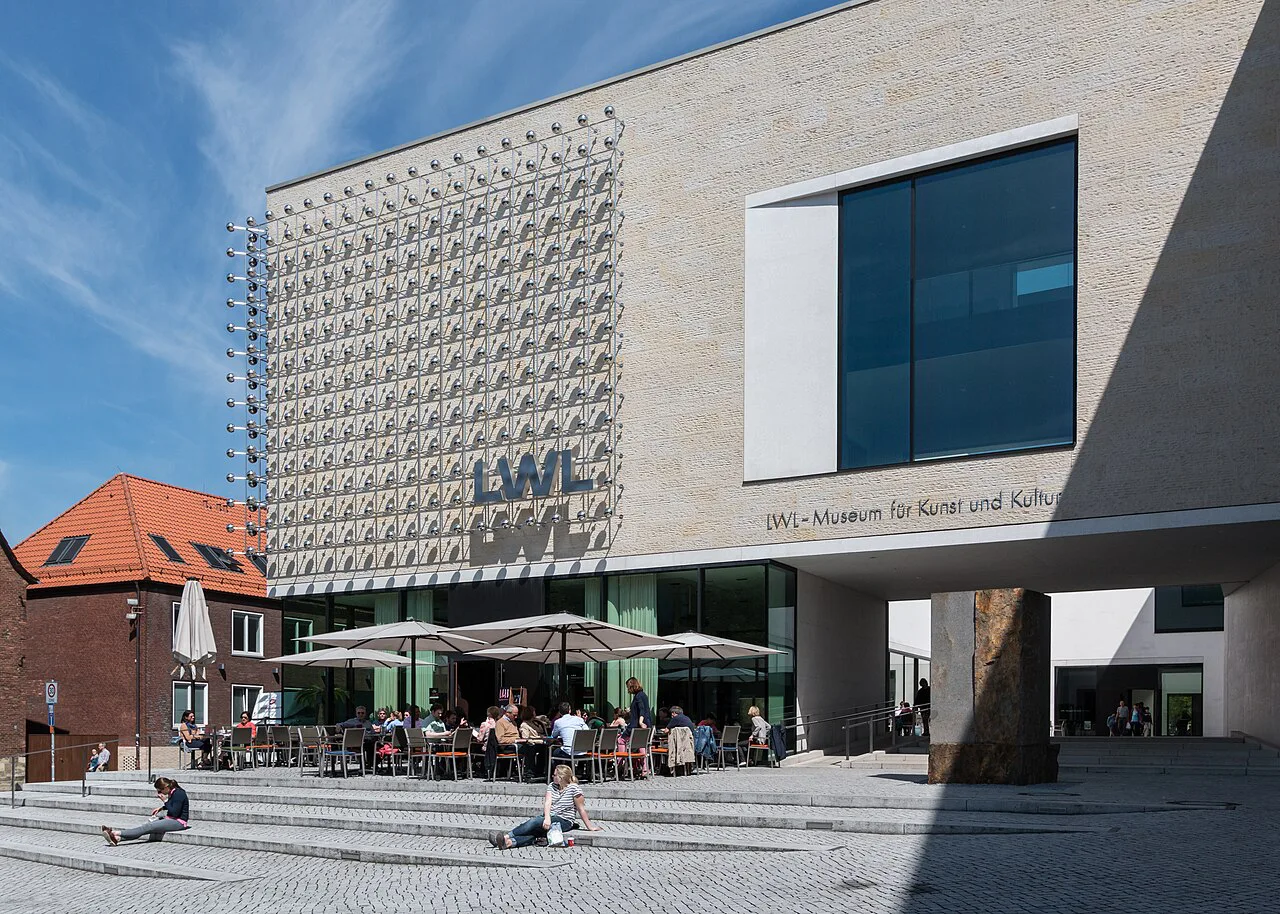 A cafe terrace outside the LWL Museum of Art and Culture, Münster.