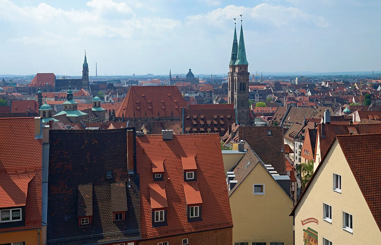 Nuremberg old town rooftops seen from Nuremberg Castle, Nuremberg.