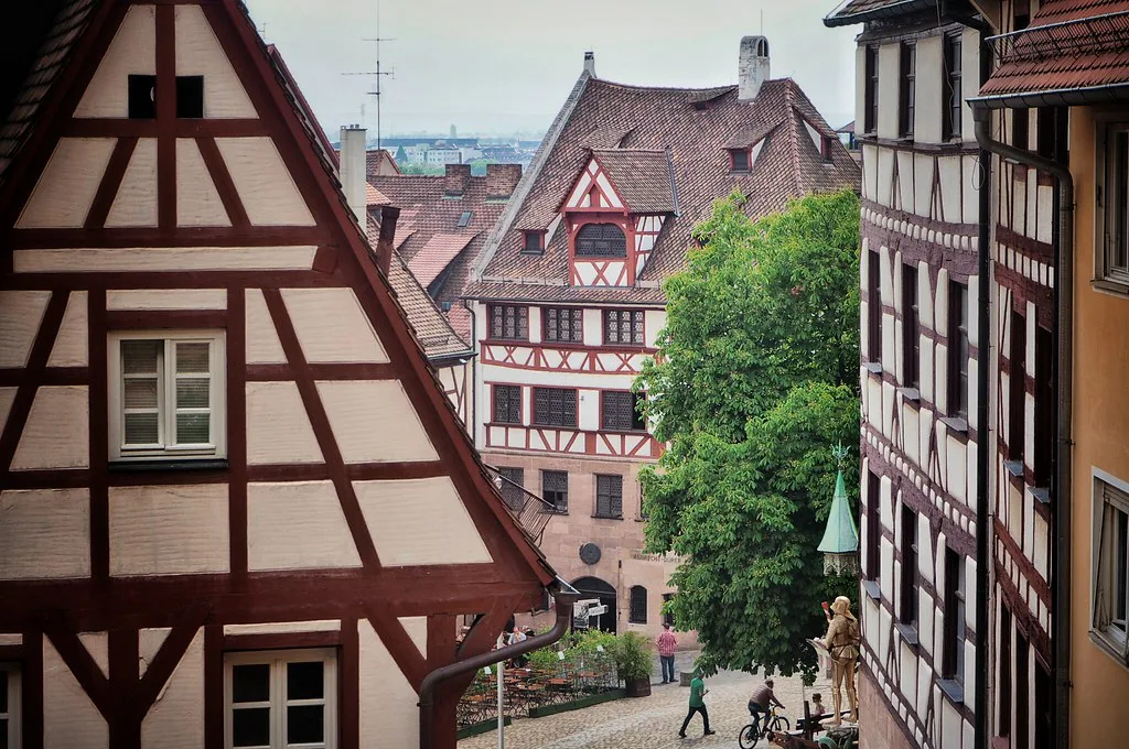 Half-timbered houses in Nuremberg's old town.