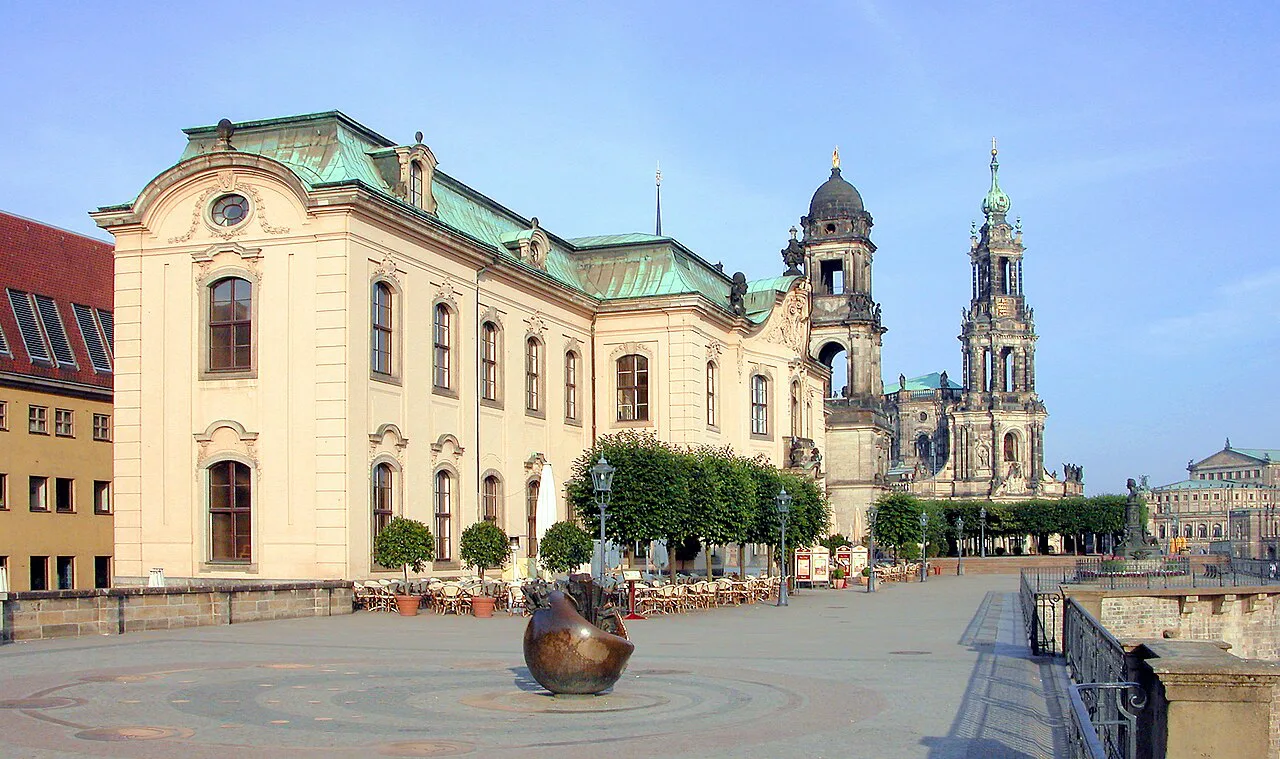 The Sekundogenitur on Brühl's Terrace with the Hofkirche tower behind, Dresden.