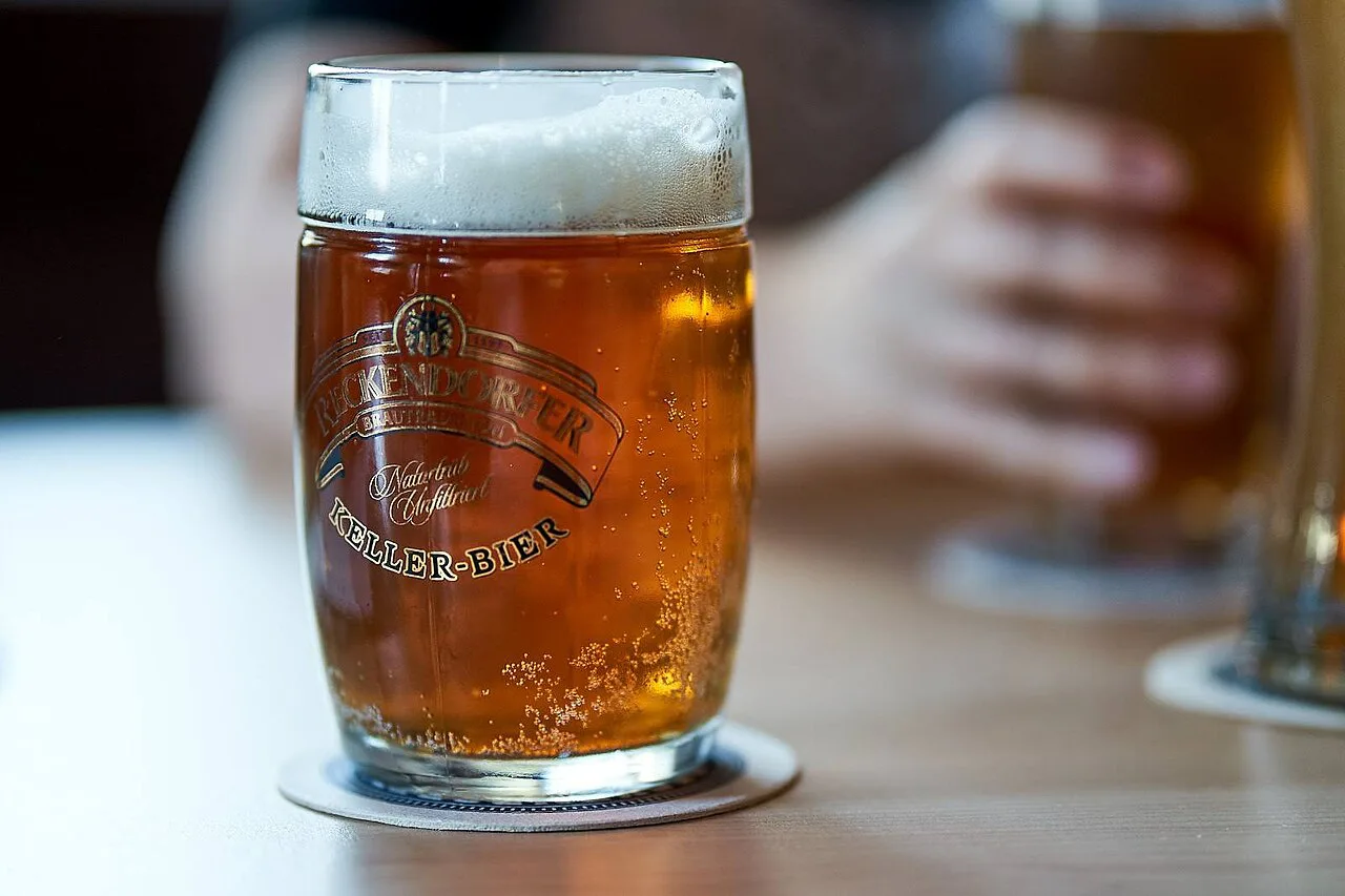 A glass of Kellerbier from the Schlossbrauerei Reckendorf.