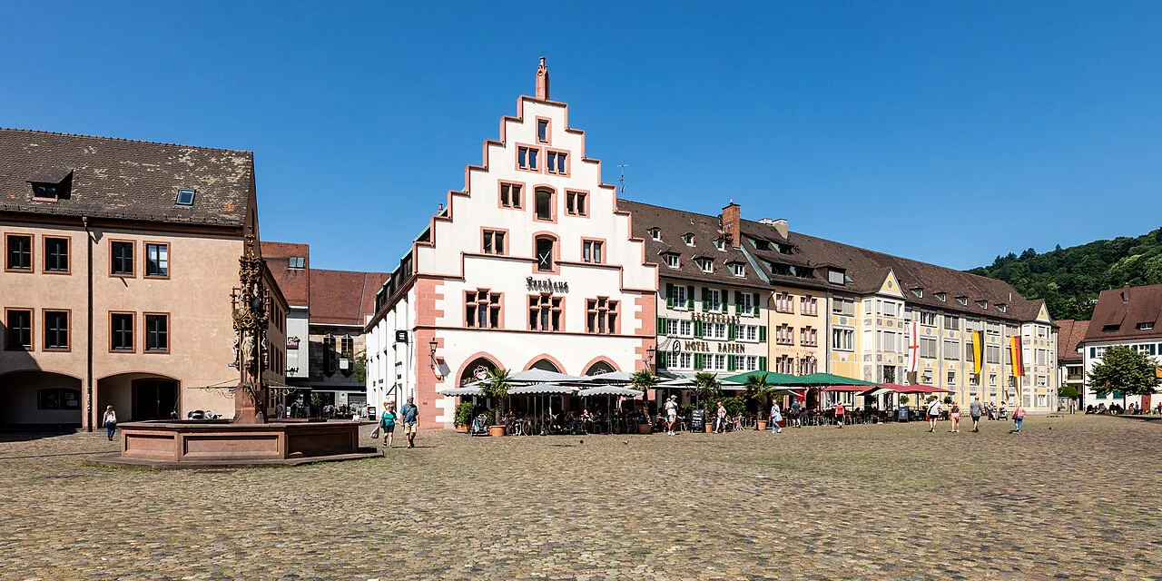 Münsterplatz with the Historical Merchants' Hall, Freiburg im Breisgau.