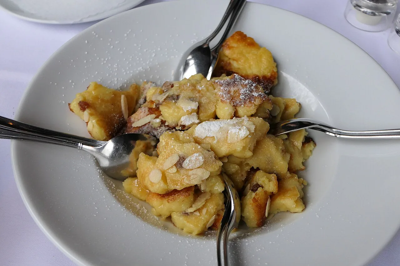Kaiserschmarrn with almonds and applesauce at the Elbterrasse Wachwitz, Dresden.