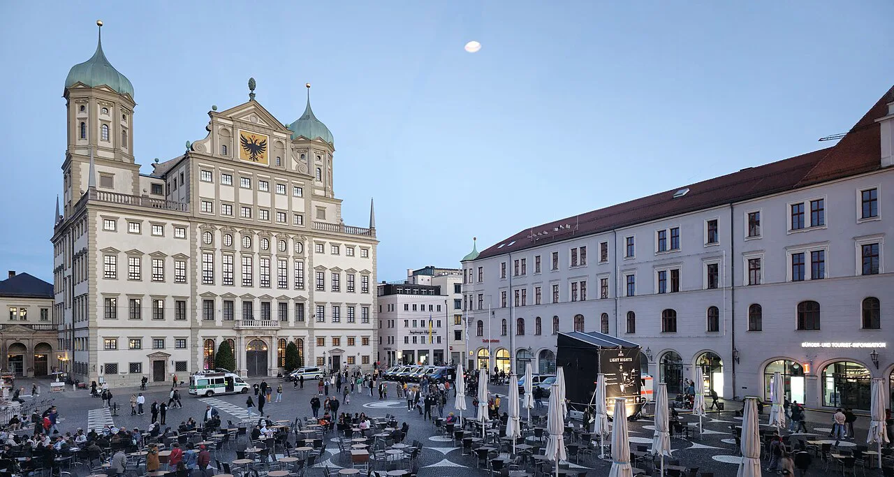 Rathausplatz and the Town Hall in the early evening, Augsburg.