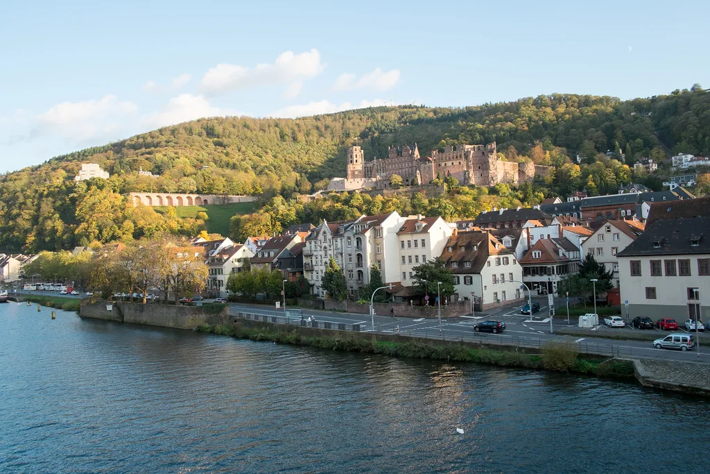 Heidelberg Castle above the old town and the Neckar River, Heidelberg.