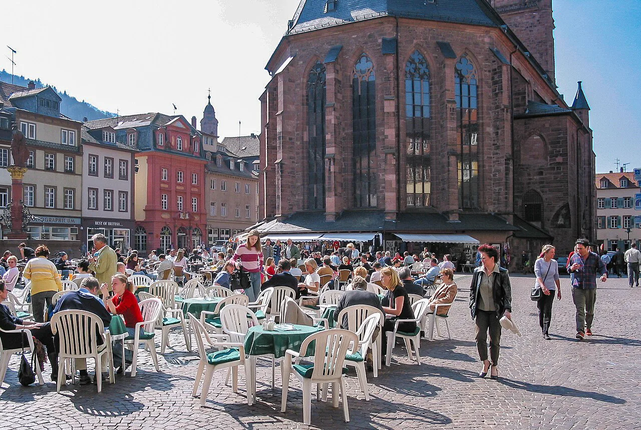 The Marktplatz and the Church of the Holy Spirit, Heidelberg.