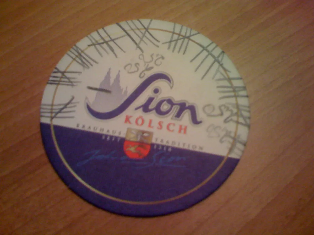 A Sion Kölsch beer coaster in Cologne.