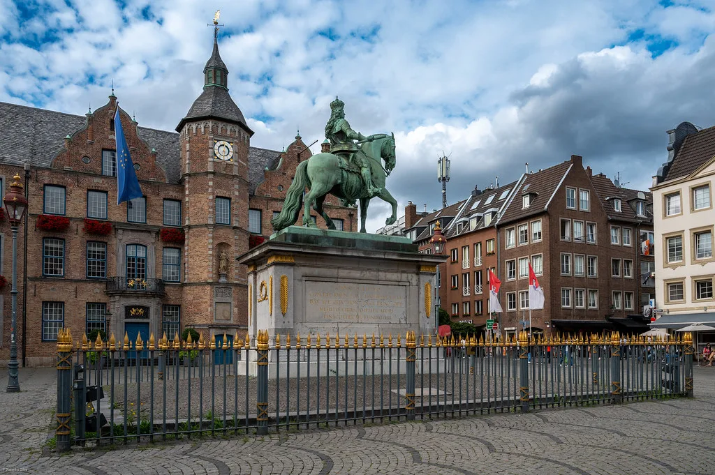 Jan Wellem equestrian statue in front of the Town Hall on the Marktplatz, Düsseldorf.