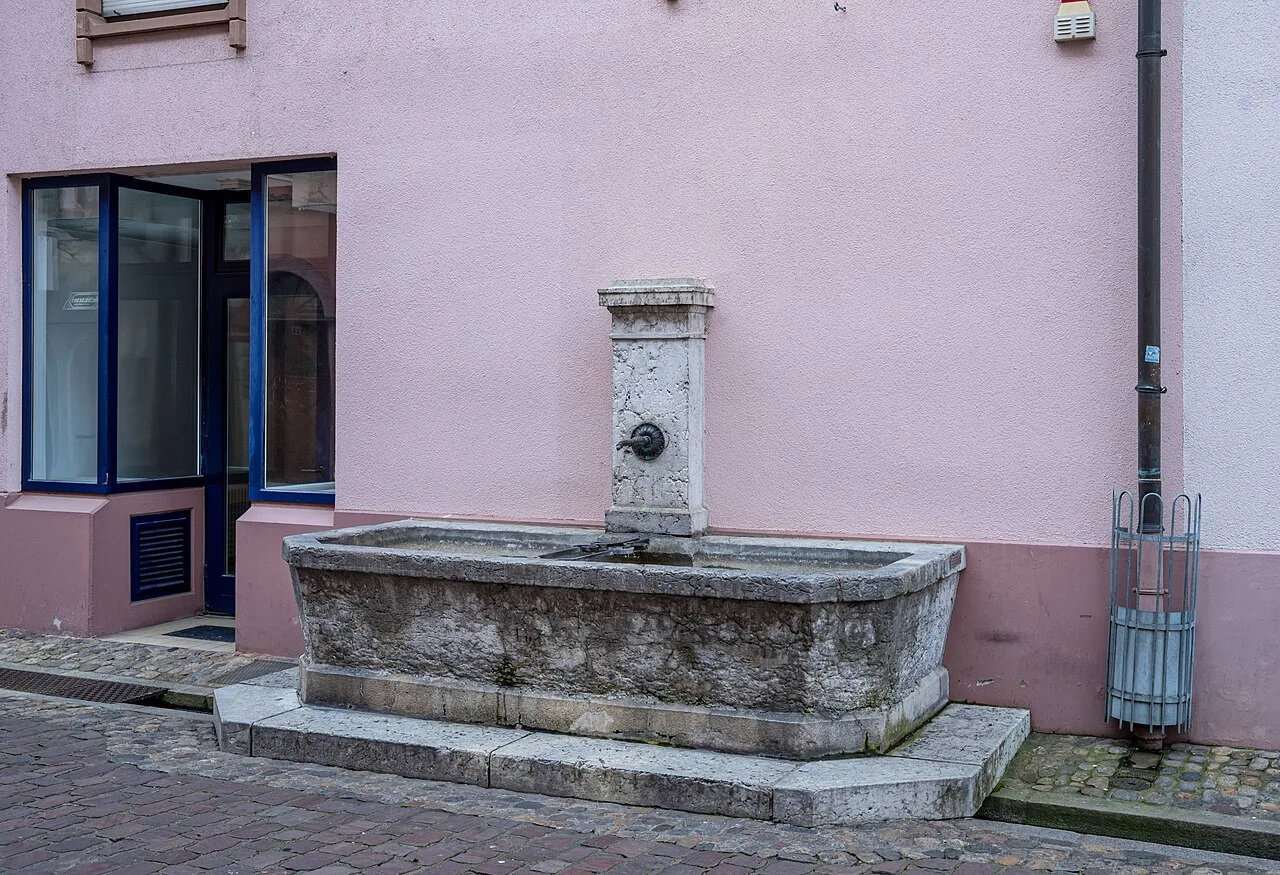 A stone fountain on Konviktstraße, Freiburg.
