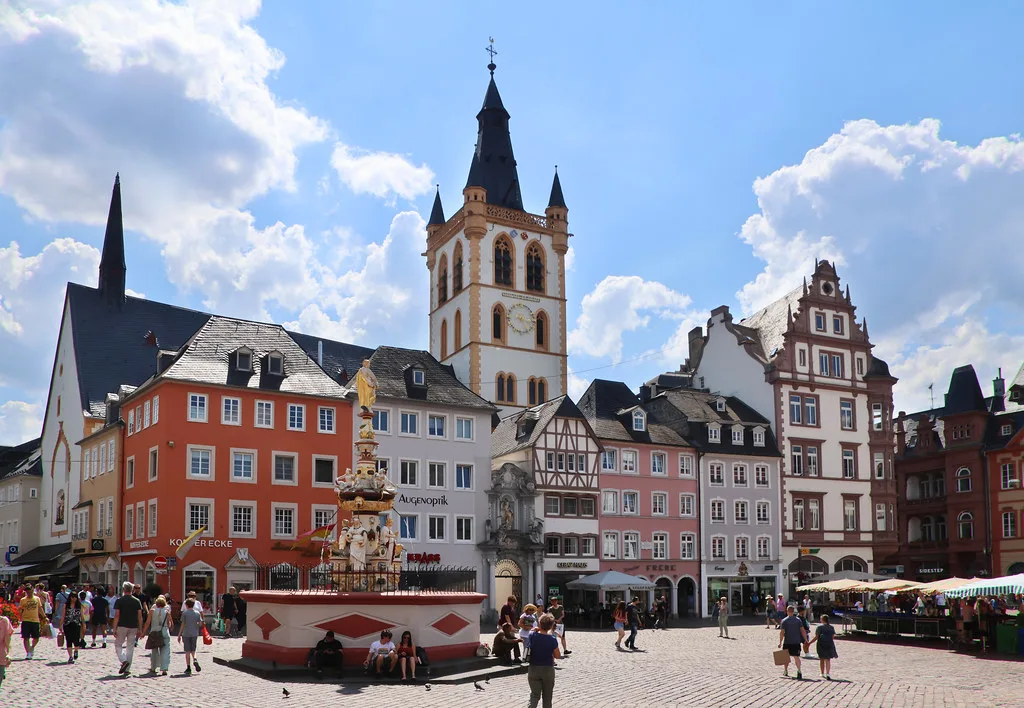 The Hauptmarkt with St. Gangolf's Church, Trier.