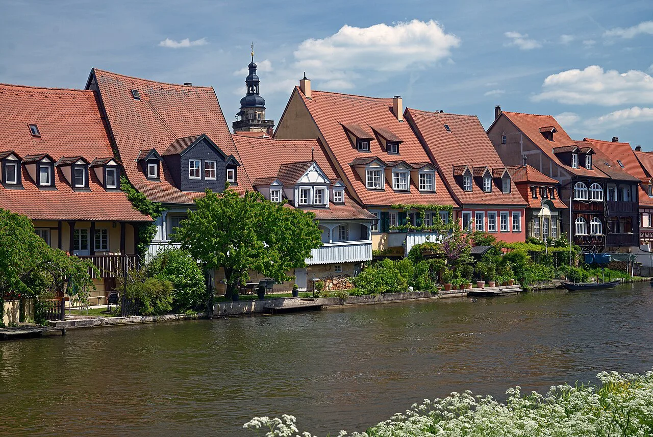 Half-timbered houses of Little Venice along the Regnitz River, Bamberg.