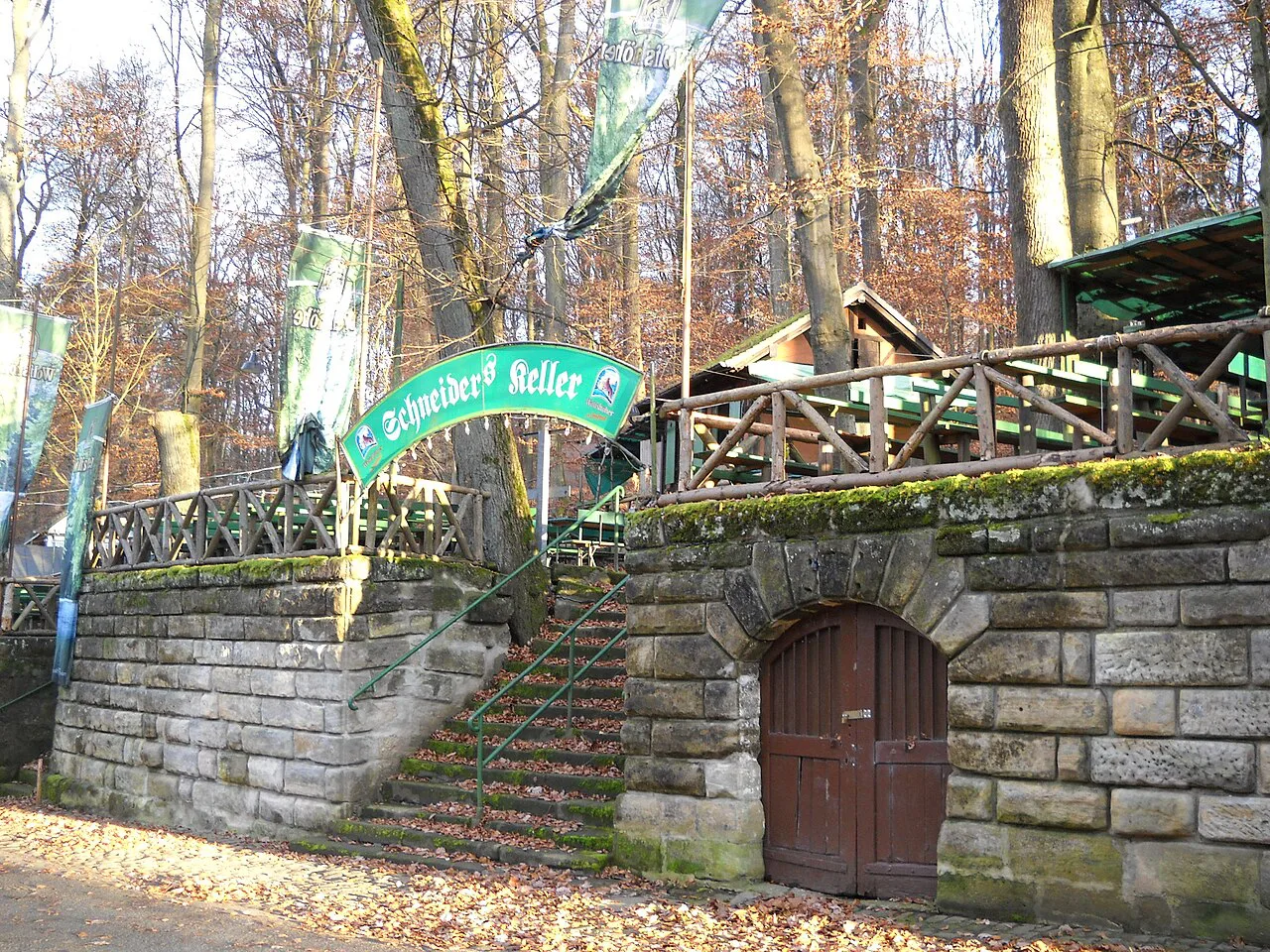 The Schneiderkeller beer cellar in the Kellerwald woods, Forchheim.