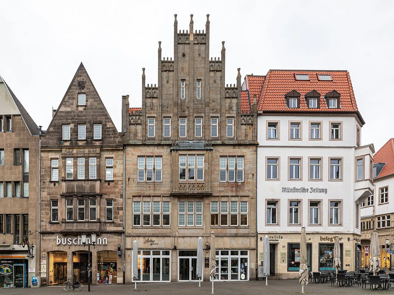 Gabled houses on the Drubbel in Münster's old town.