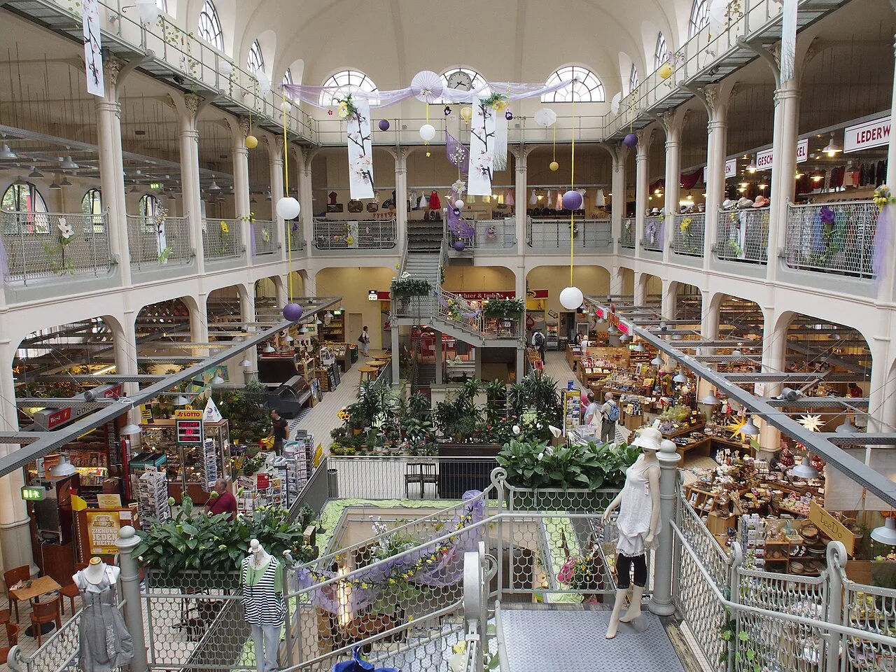 The galleried interior of the Neustädter Markthalle, Dresden.