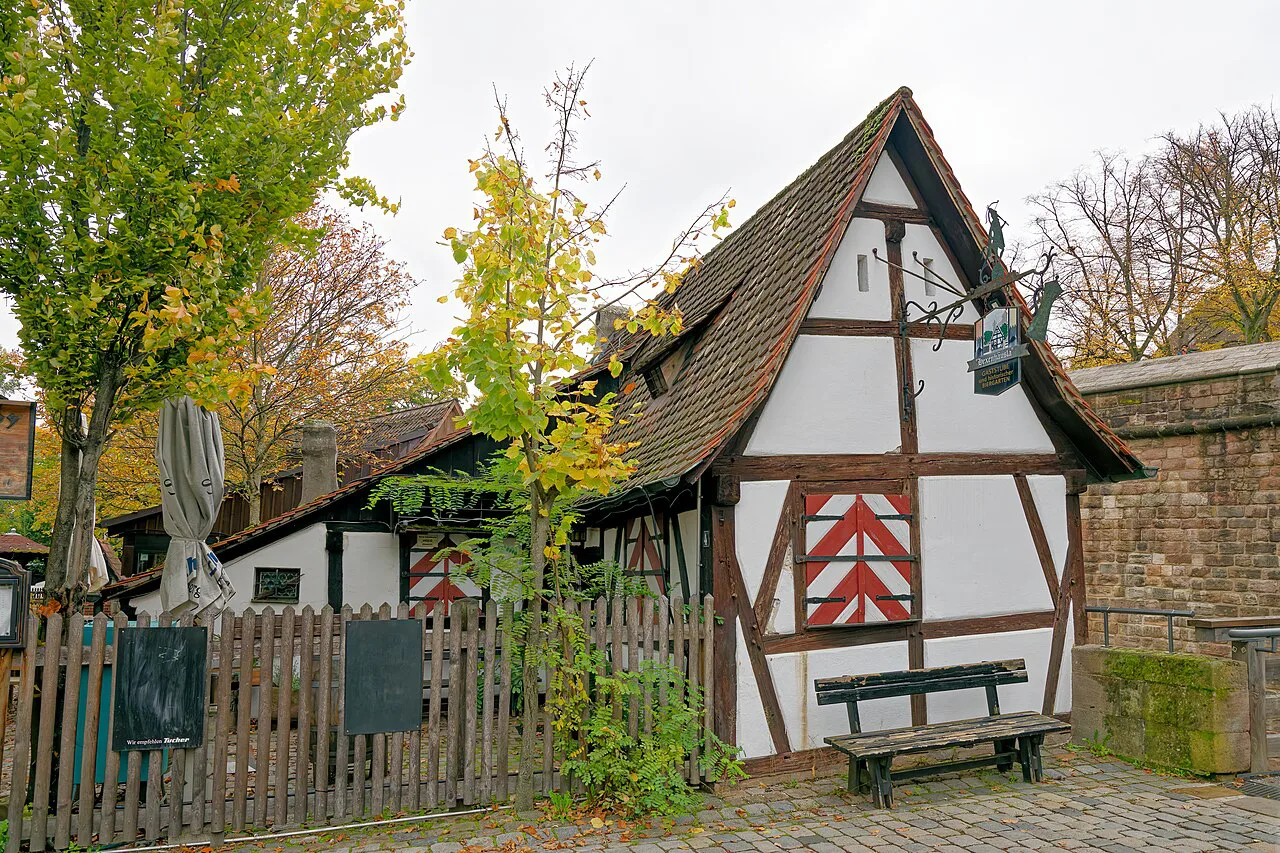 Half-timbered house on Vestnertorgraben below the Imperial Castle, Nuremberg.