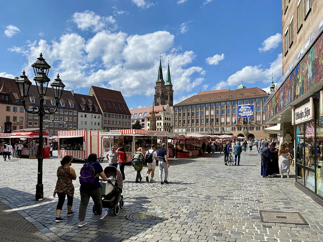 Hauptmarkt on a market day, Nuremberg.