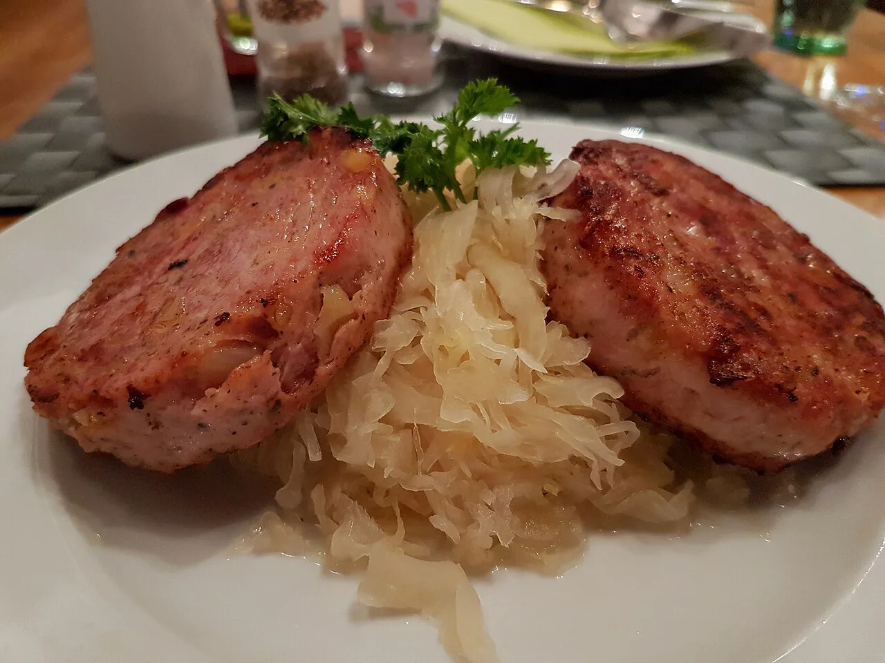 Palatinate Saumagen with sauerkraut in Landau in der Pfalz.