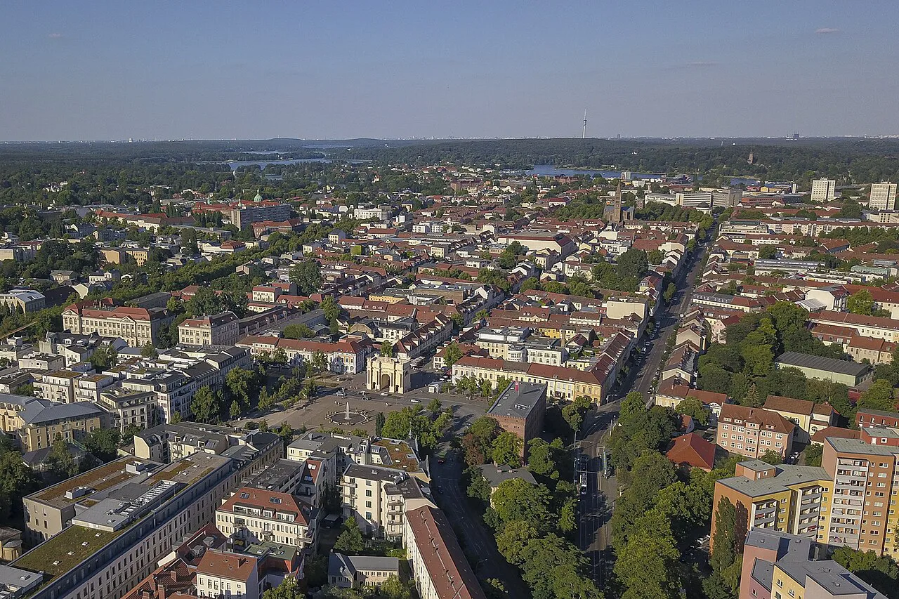 Aerial view of Potsdam's historic city center.