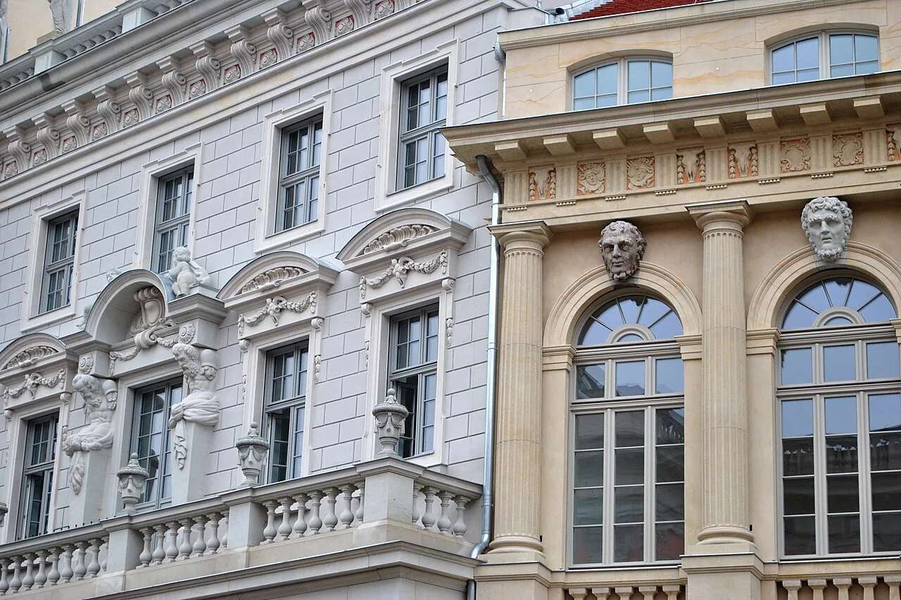 Restored historic facades on Humboldtstraße in Potsdam.