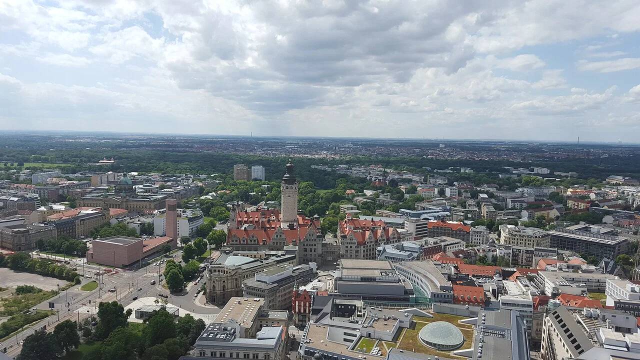 Leipzig's skyline seen from the Panorama Tower.