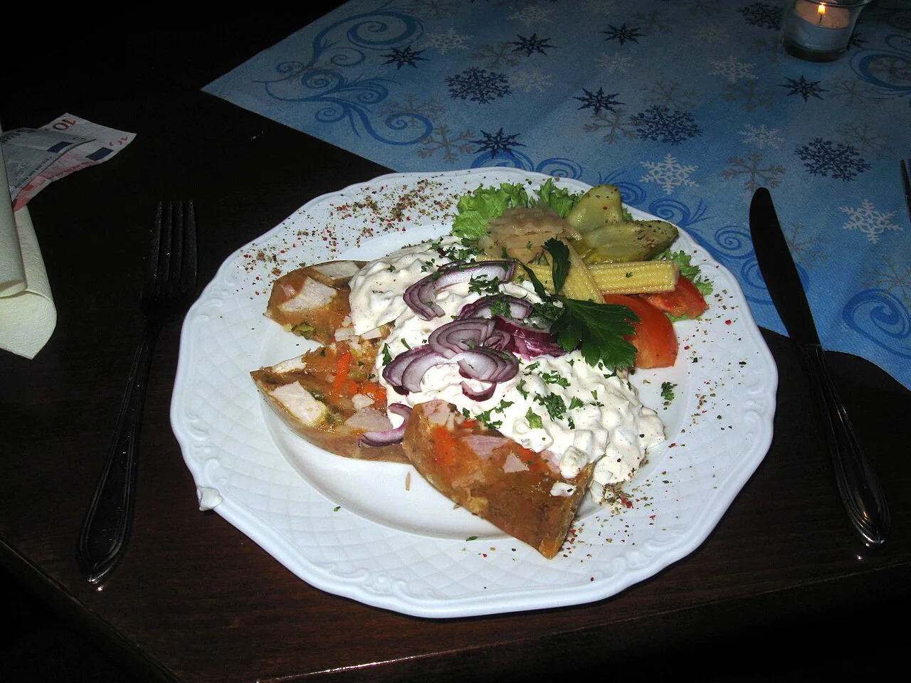 Sülze with remoulade sauce at a restaurant in Dresden-Lockwitz.