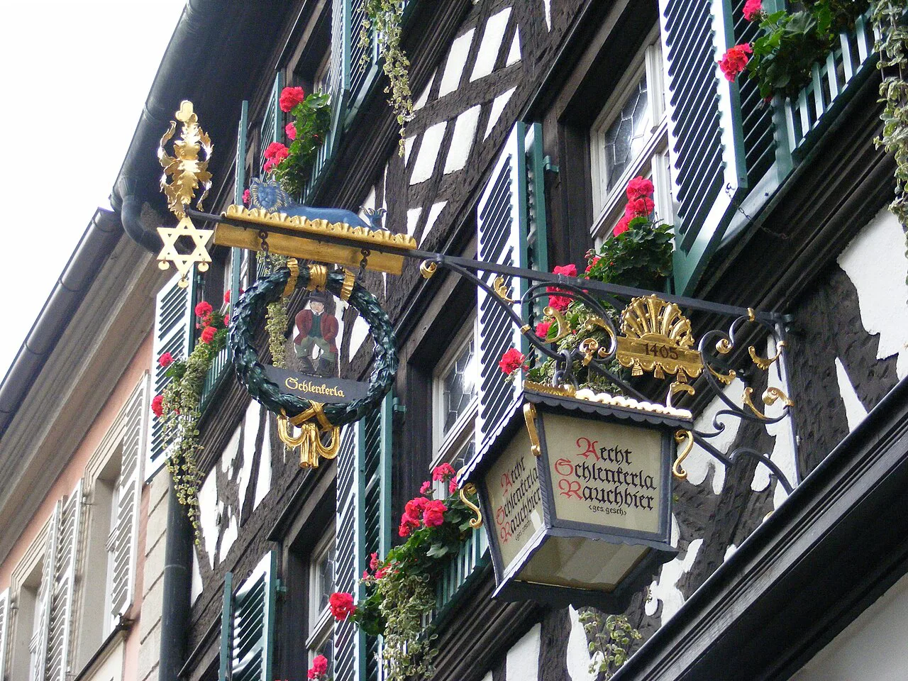 The hanging sign of the Schlenkerla tavern, Bamberg.