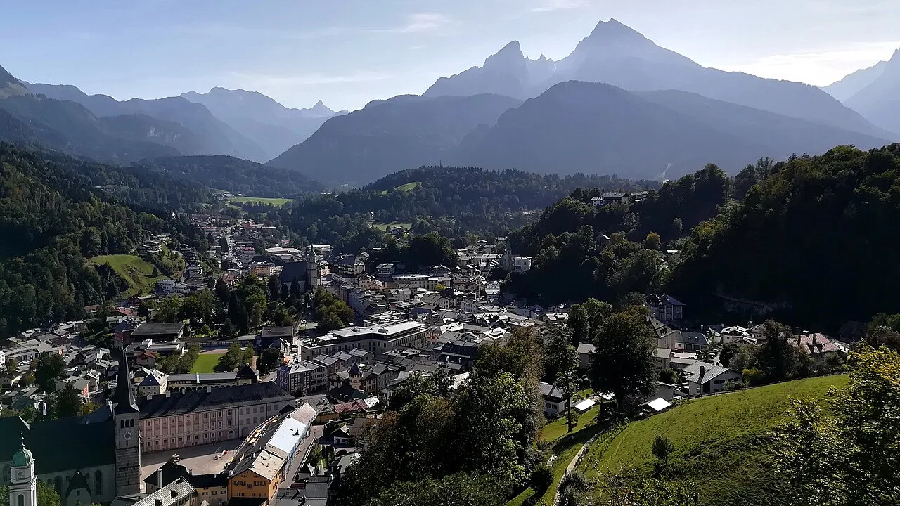Berchtesgaden below the surrounding Alps.