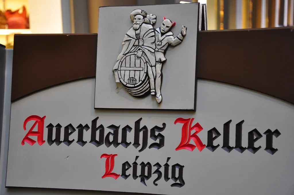 The sign of Auerbachs Keller, Leipzig's historic restaurant cellar.