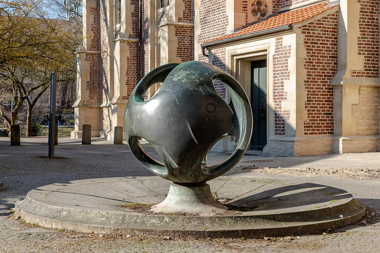 The Kugel-Fisch fountain beside St. Peter's Church, Münster.