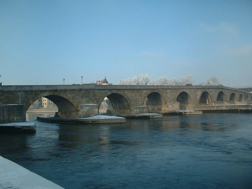 The medieval Stone Bridge over the Danube, Regensburg.