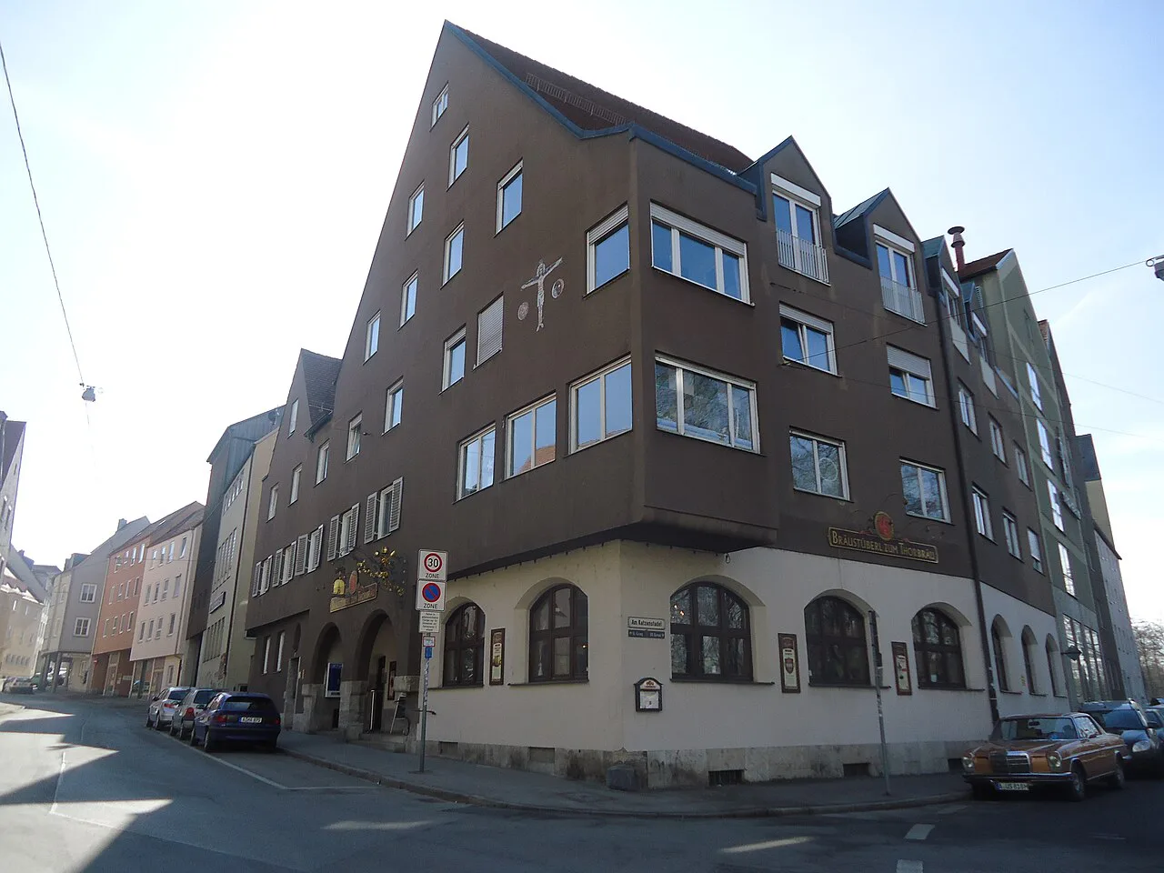 The Thorbräu building on Wertachbrucker-Tor-Straße, Augsburg.