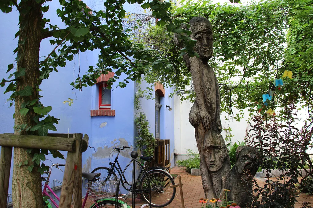 A courtyard of the Kunsthofpassage in Dresden's Outer Neustadt.