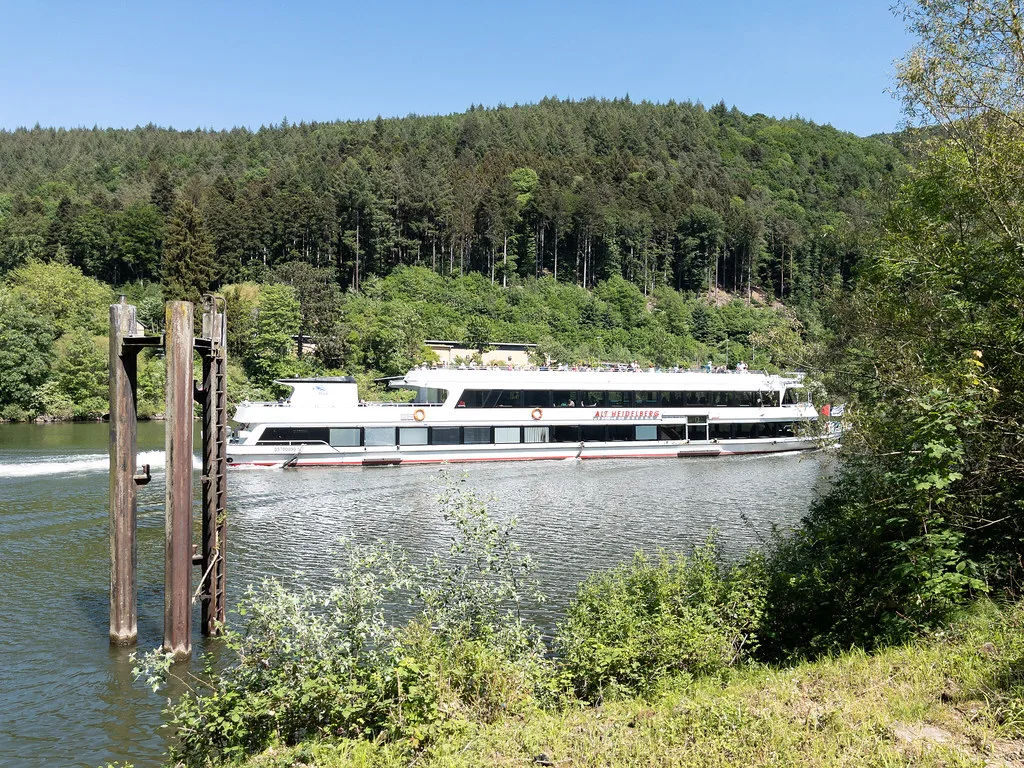 A passenger boat on the Neckar River at Heidelberg.